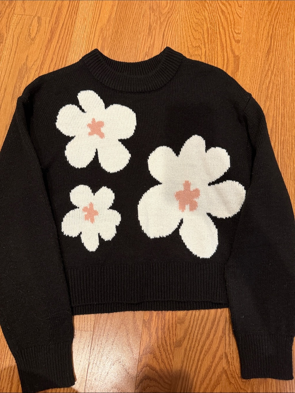 Black Floral Crewneck Sweater - H&M